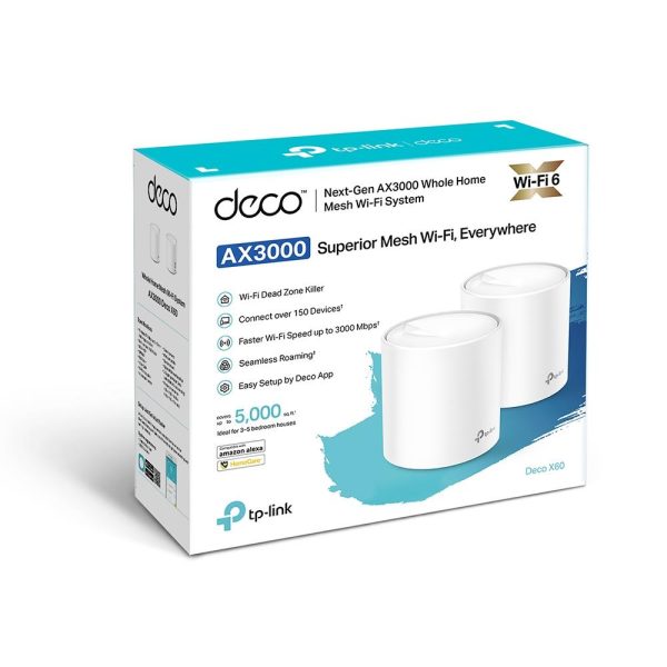 Wireless Router|TP-LINK|Wireless Router|2-pack|3000 Mbps|Mesh|IEEE 802.11a|IEEE 802.11n|IEEE 802.11ac|IEEE 802.11ax|2x10/100/1000M|DECOX60(2-PACK)
