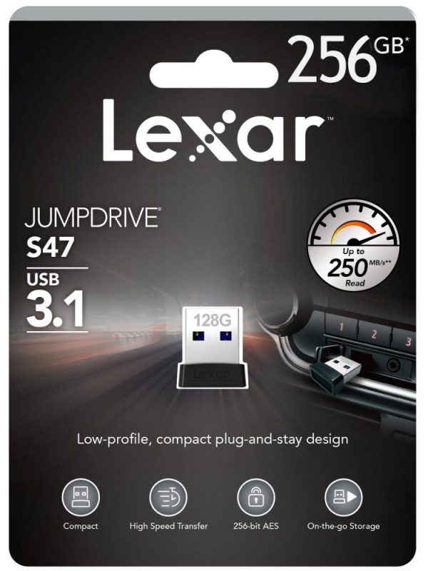 MEMORY DRIVE FLASH USB3 256GB/S47 LJDS47-256ABBK LEXAR