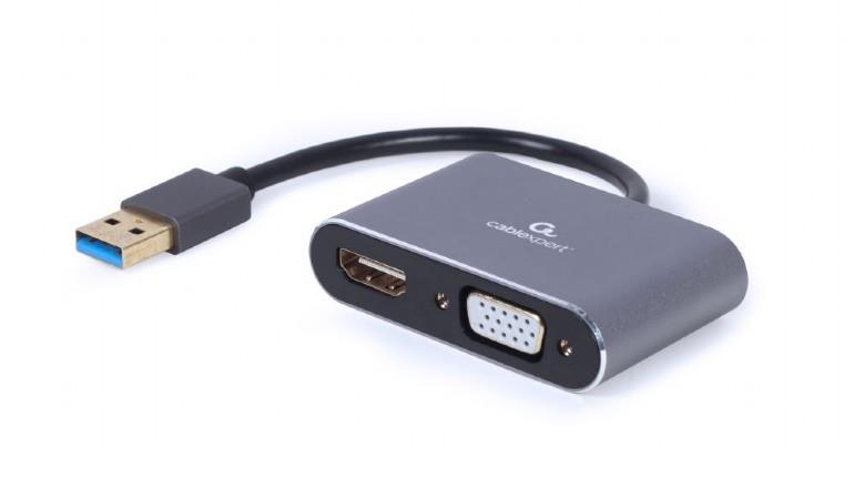 I/O ADAPTER USB3 TO HDMI/VGA/GREY A-USB3-HDMIVGA-01 GEMBIRD