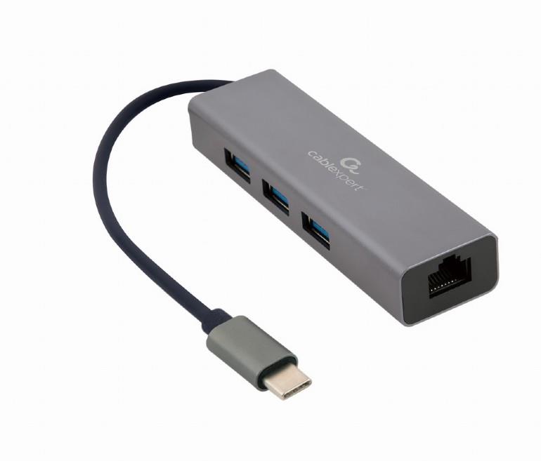 I/O ADAPTER USB-C TO LAN RJ45/USB HUB A-CMU3-LAN-01 GEMBIRD