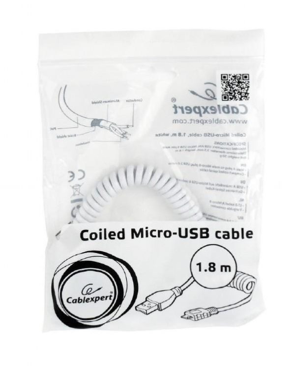 CABLE USB2 A PLUG/MICRO B 1.8M/CC-MUSB2C-AMBM-6-W GEMBIRD