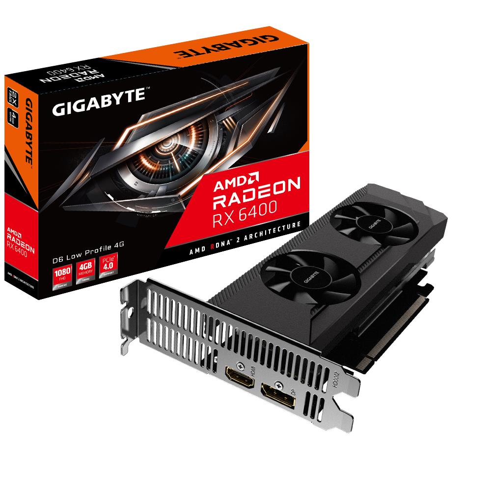 Graphics Card|GIGABYTE|AMD Radeon RX 6400|4 GB|GDDR6|64 bit|PCIE 4.0 16x|Memory 16000 MHz|1xHDMI|1xDisplayPort|GV-R64D6-4GL