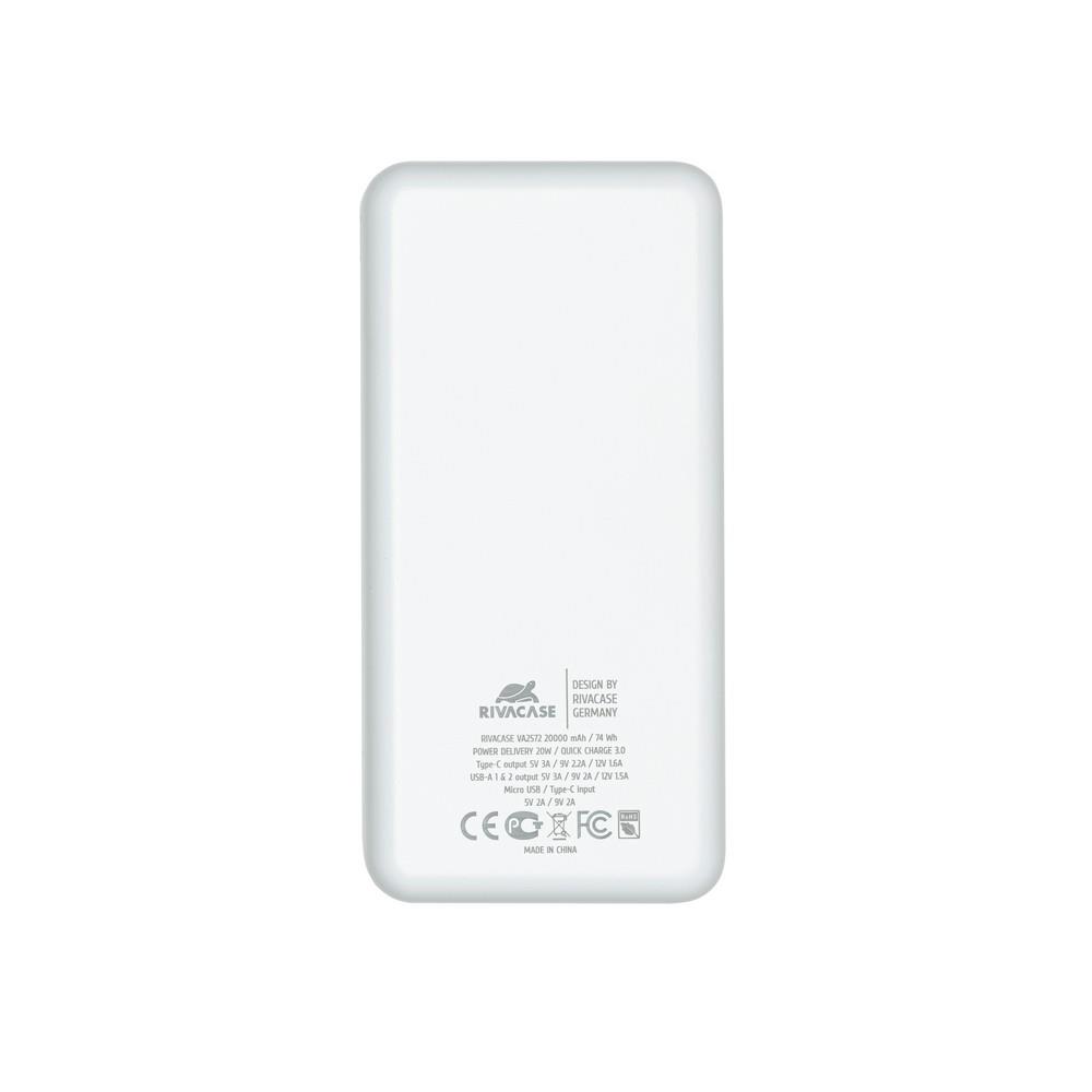 POWER BANK USB 20000MAH/VA2572 WHITE RIVACASE