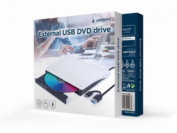DVD RW USB3/USB-C 8X EXT RTL/BLACK/WH DVD-USB-03-BW GEMBIRD